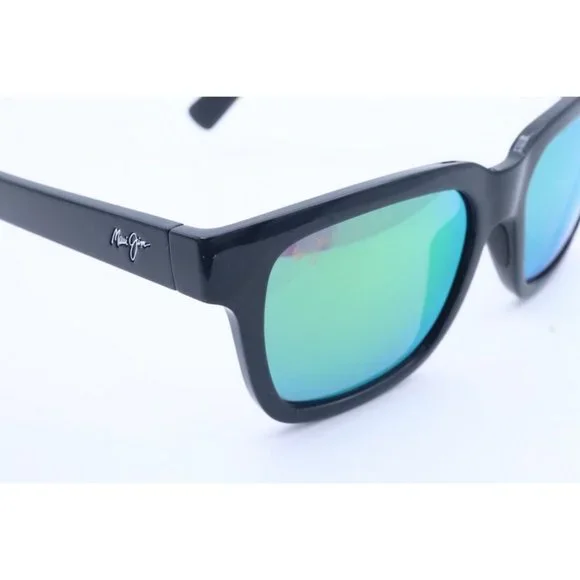 Maui Jim MONGOOSE MJ 540-02 Black Square Sunglasses Green Lenses 54mm